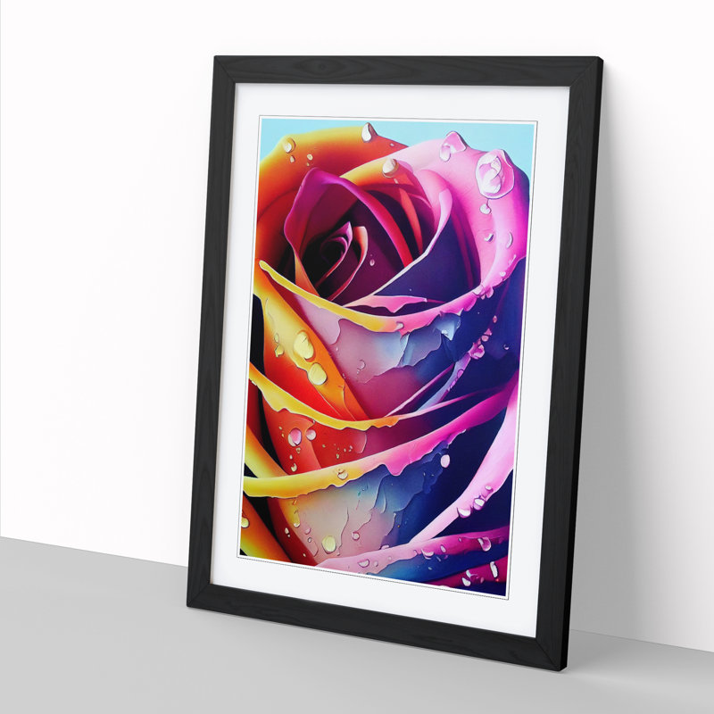 Rose Flower Vol.2 - Single Picture Frame Print, 64cm H x 46cm W x 2cm D, Oak
