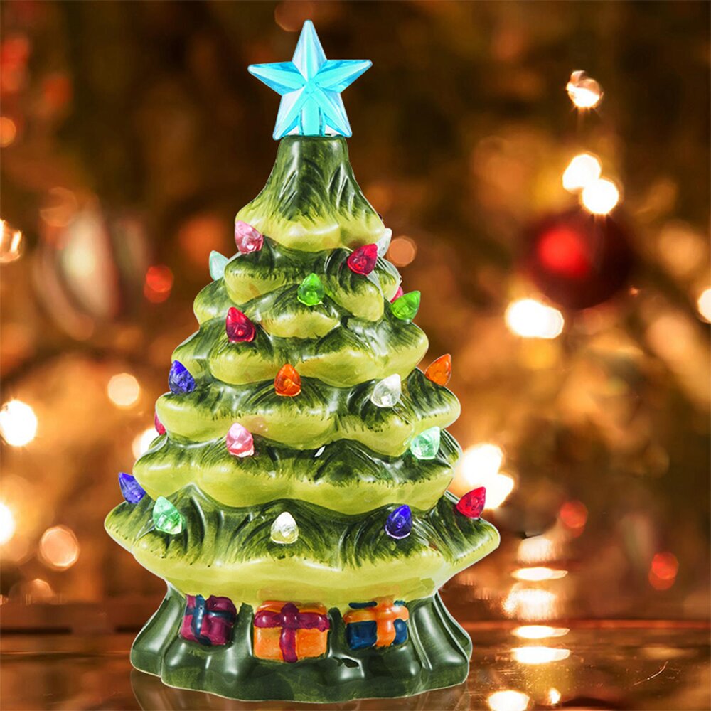 The Holiday Aisle® Ceramic Christmas Battery Tabletop Tree | Wayfair