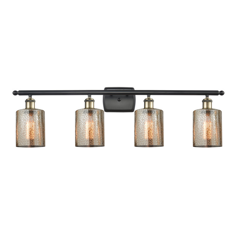Éclairage de salle de bain à intensité variable 4 lumières Leilani, Ampoule incandescente rétro de 60 watts, Mercure