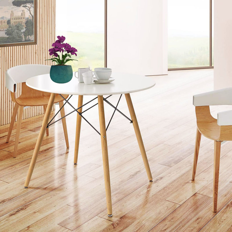 32" White Round Dining Table