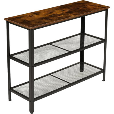 Industrial 40" Console Table for Living Room – 3-Tier Narrow Entryway Sofa Table with Storage Shelves, Rustic Wood & Metal Frame, Ideal for Hallway, F