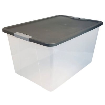 Homz Secure Latch Large Clear Stackable Storage Container Bin