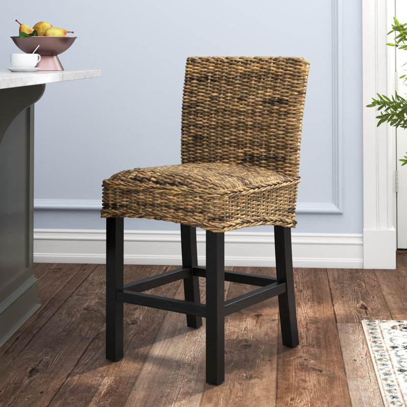 Felipe Counter Stool with Solid Wood Frame, Counter Stool (24" Seat Height)