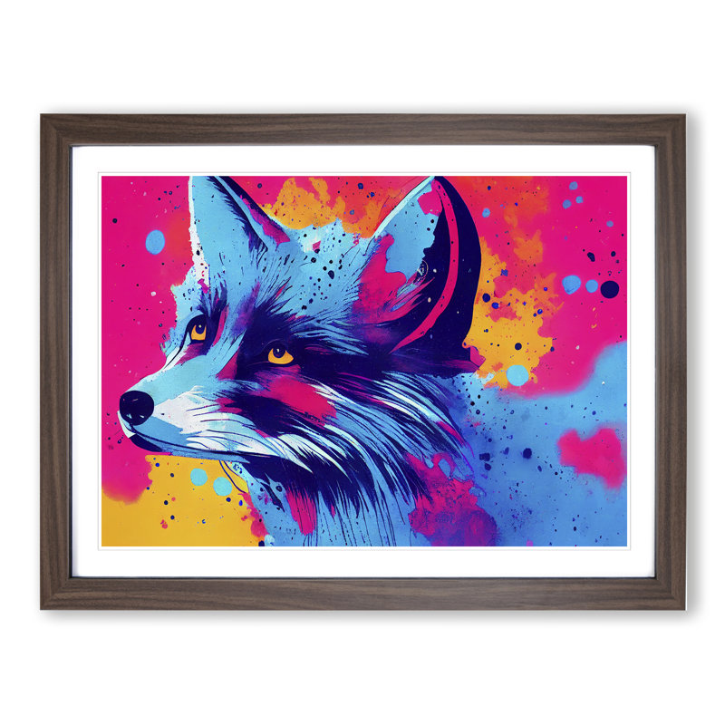 Fox Splatter Vol.5 Abstract - Single Picture Frame Print, 46cm H x 64cm W x 2cm D, Walnut