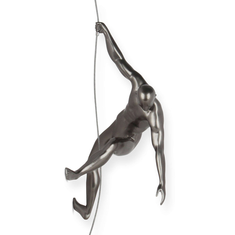 Handmade Modern People Wall Decor on Resin, Anthracite