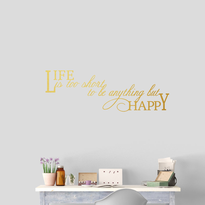 Décalcomanie murale "life is too short", Or