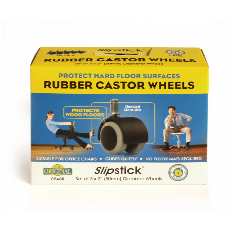 Black and Gray Rubber Office Chair Caster Wheels Set of 5