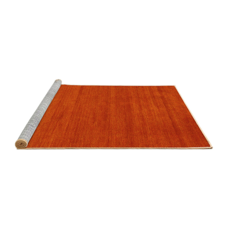 Tapis contemporain 86 jaune lavable à la machine, Carré 7 pi