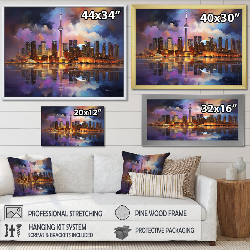 " Canada Toronto Reflections II ", Black Floater Framed, 34" H x 44" W x 1.5" D