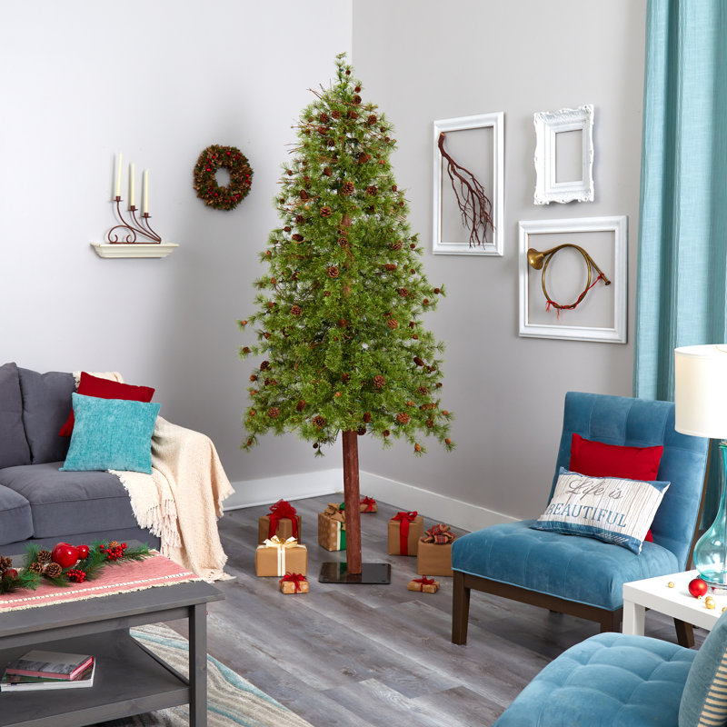 Lighted Artificial Pine Christmas Tree, 8' H