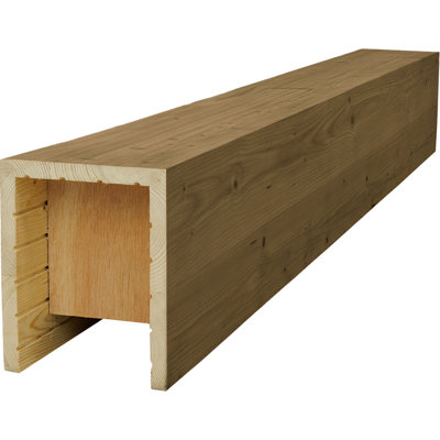 AmeriCraft Wood Smooth Beam, 3-Sided (U-Beam), 7 1/2"W x 9 1/2"H x 192"L, Dark Walnut Finish, Stain Grade Pine