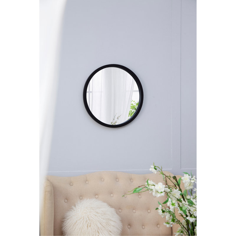 Charmant miroir mural à cadre en bois, Noir