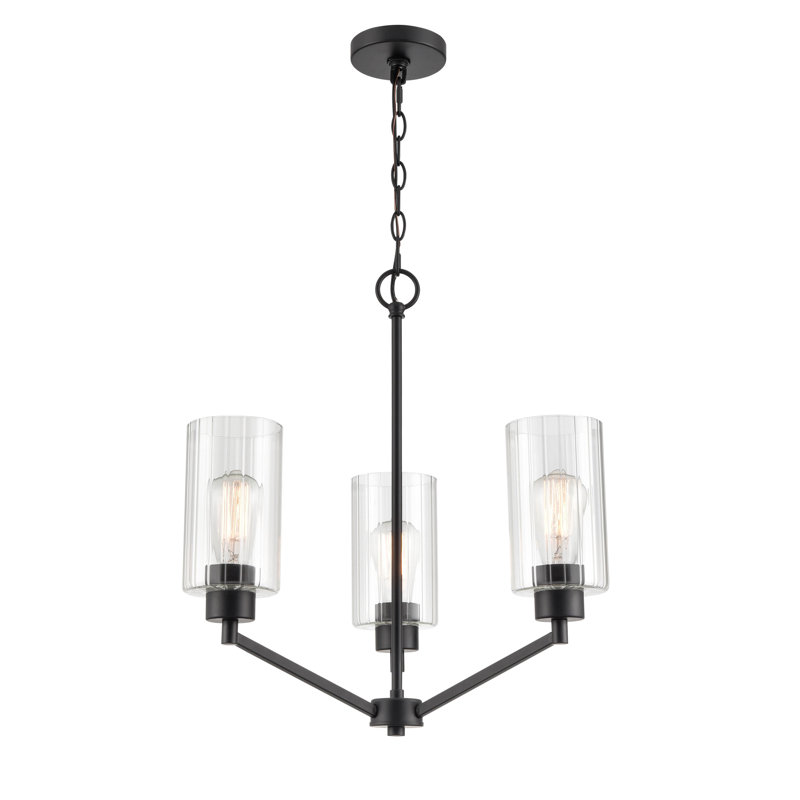 Dimmable Classic / Traditional Chandelier, Matte Black, 21.5" H x 26" W x 26" D