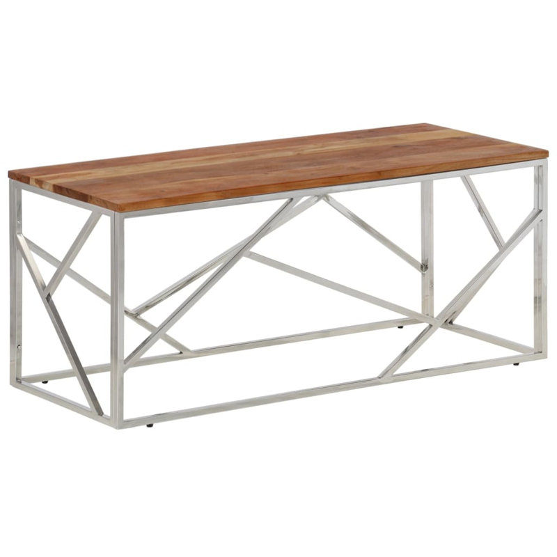 Lorenzina Frame Single Coffee Table, Wood, Silver and Light Brown