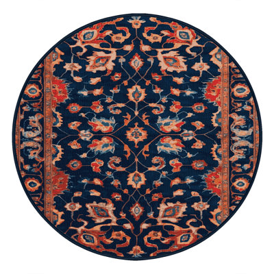Tapis bleu Tabriz lavable à la machine