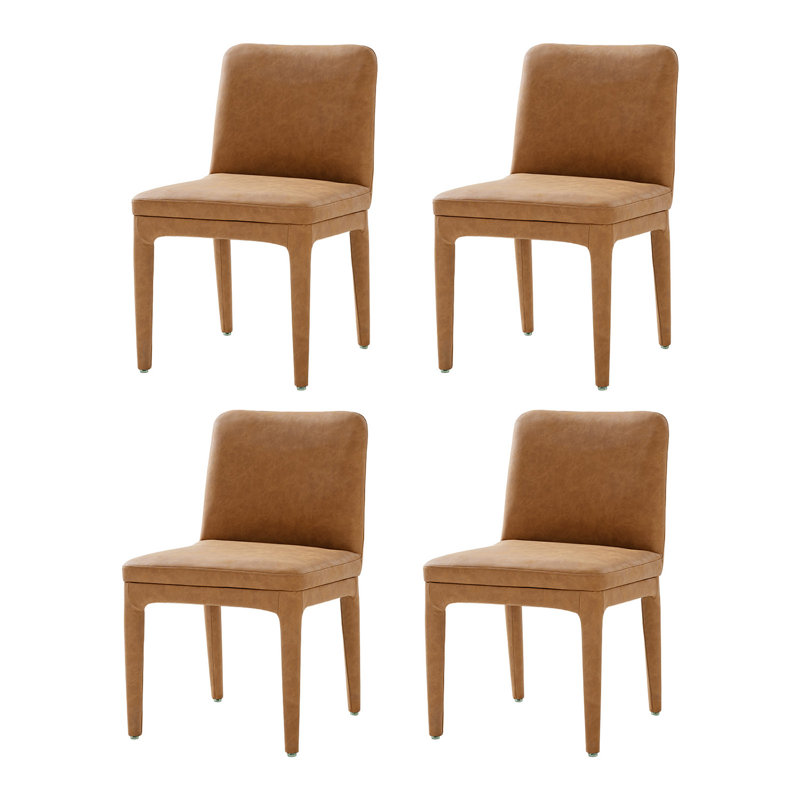 Chaise de salle à manger moderne en simili cuir avec dossier courbé Eudora H (ensemble de 4), Chameau