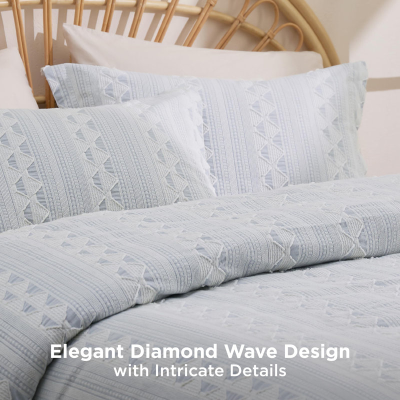 Bedsure Waffle Weave Comforter Set  Everglade Geo Bed Set, King Comforter + 2 Shams
