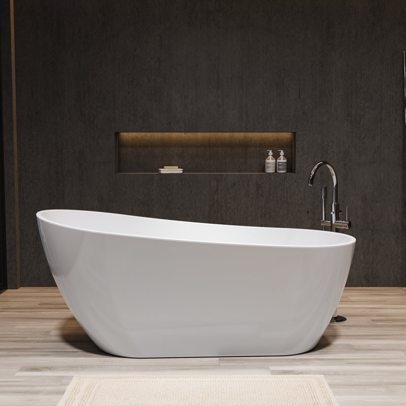 67" X 31.5" Freestanding Soaking Acrylic Bathtub