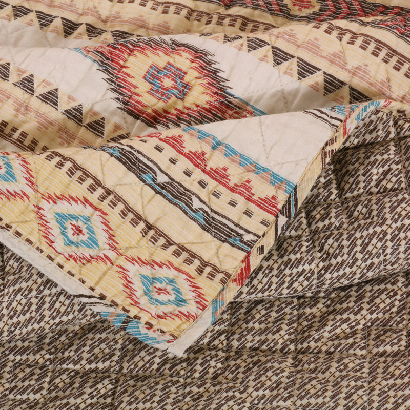 Phoenix Tan Southwestern Geometric Quilted Throw Blanket