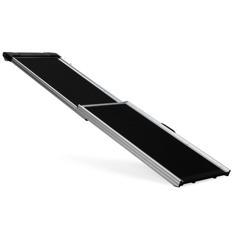 Rampe de transport pour chien pliable en aluminium avec poignée et tapis antidérapants, pour la plupart des chiens de taille, facile à nettoyer, stable, poignée noire, toutes couleurs