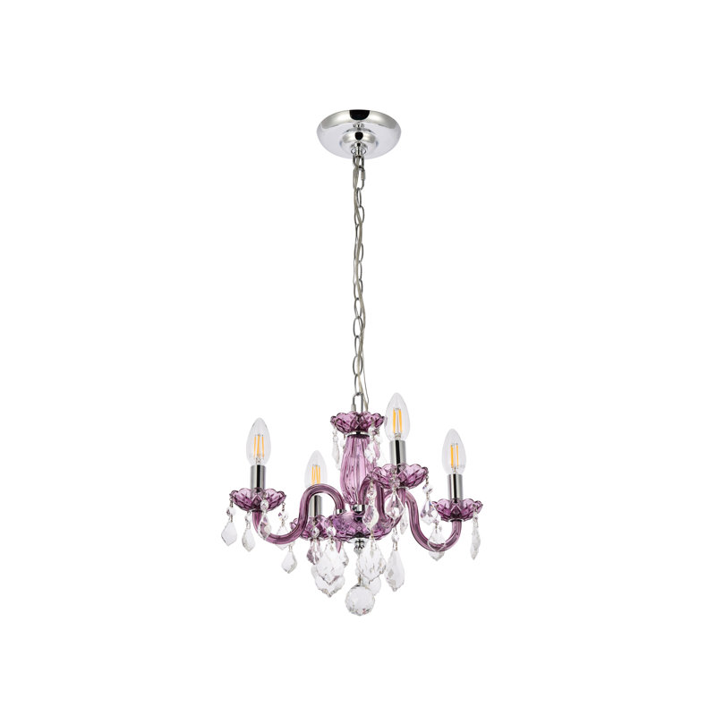 Jaquelin 4 - Light Dimmable Classic / Traditional Chandelier, Purple