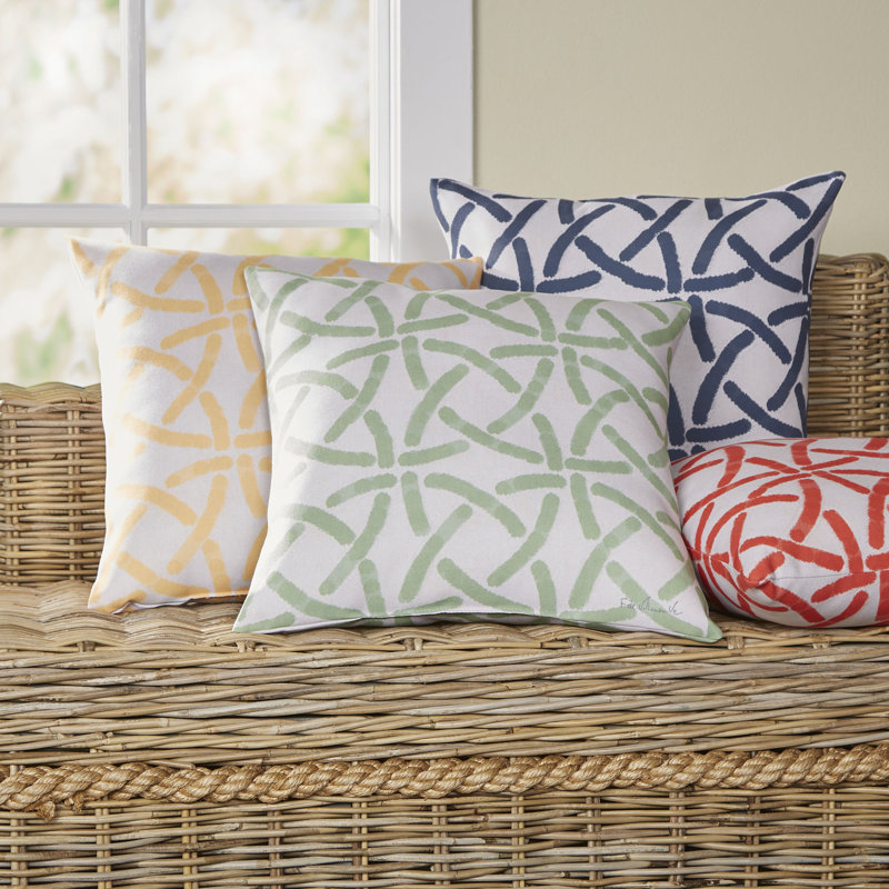 Overlapping Geometric Throw Pillow, 20" H x 20" W x 4" D, Green