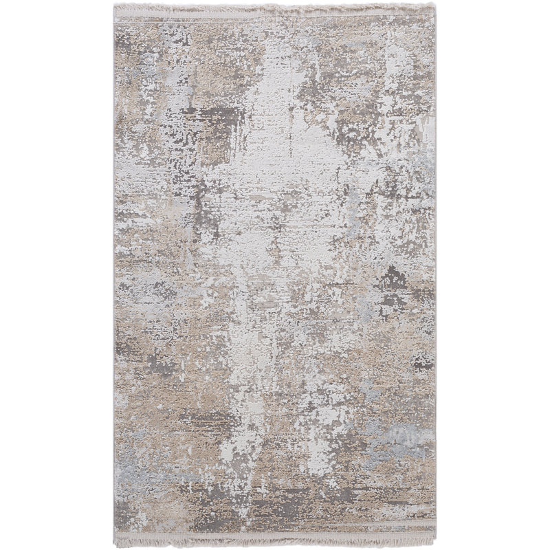 Tapis taupe / gris tissé à la machine Bannock, Rectangle 10 pi x 14 pi