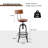 Industrial Bar Stool-Adjustable Swivel Round Wood Metal Kitchen Stool-26-32 Inch-Rustic Farmhouse-Counter Height Extra Tall Bar Height Stool-Arc-Shaped Backrest,Welded-868103239-825758791
