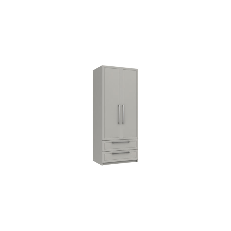 Allenna 2 Door Manufactured Wood Wardrobe, Light Grey Gloss