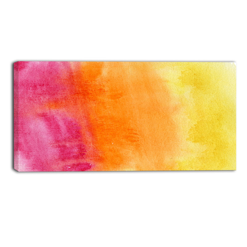 Jaune, mauve et orange abstrait - reproduction d'art sur toile tendue, H 20 po x l 20 po x P 1 po