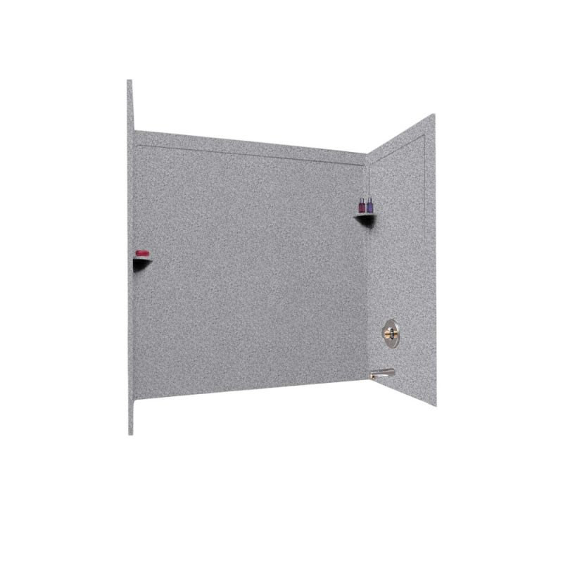 60'' W 32'' D 60'' H Alcove Solid Surface Wall, Gray Granite