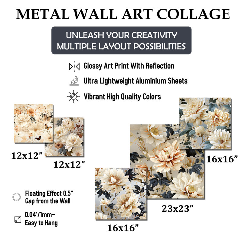 Ailes de fleurs tropicales maisons Boho - ensemble d'art mural floral de 5