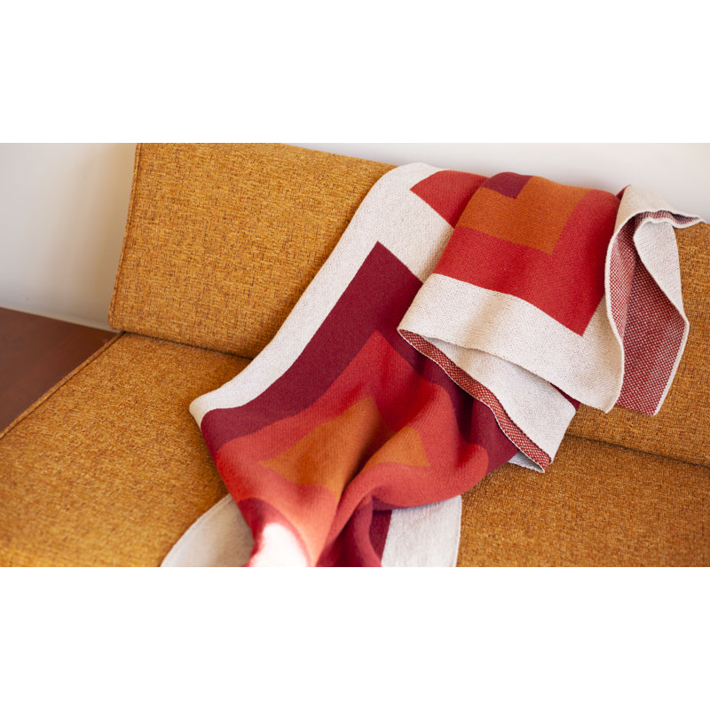 Modern Knitted Throw Blanket, Red