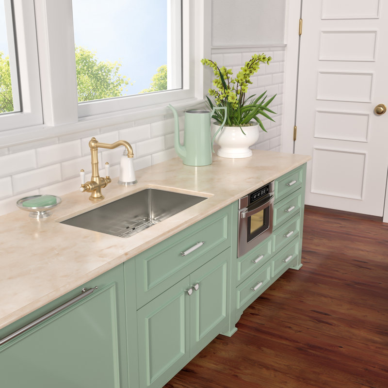 32" L x 19" W Undermount Kitchen Sink 16G Single Basin Kitchen Sink with Basket Strainer and Bottom Grid, Brushed Nickel