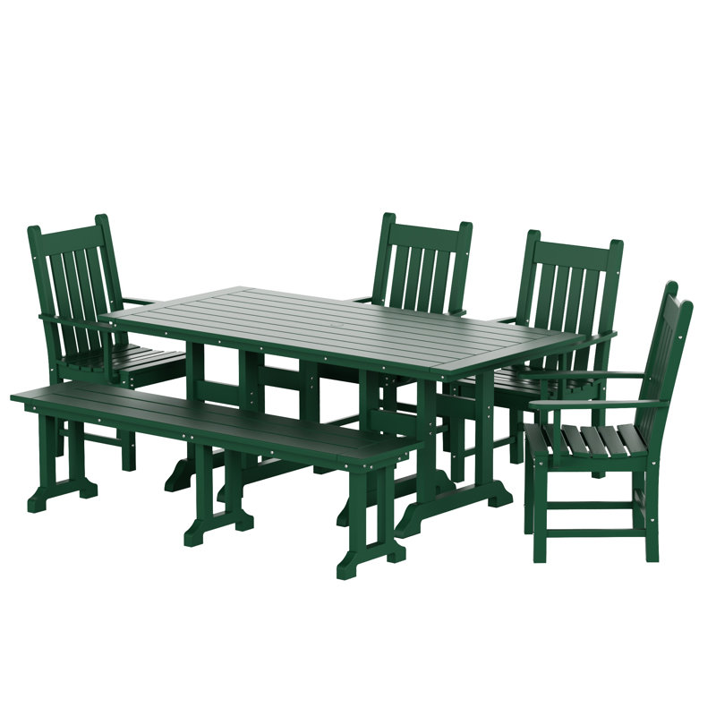 Ensemble de salle à manger de patio pour 70 personnes avec banc Laguna, Vert foncé
