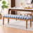 Upholstered Dining Bench Chair With Solid Wood Legs For Dining Table, 52.8'' W Blue Gingham Linen Seat-91570242