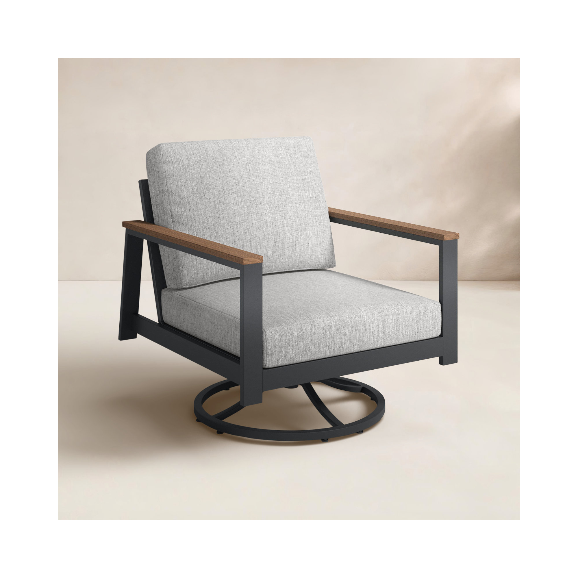 Townsend Outdoor Rocking Metal Chair with Cushions, Canvas Granite Sunbrella® Canvas