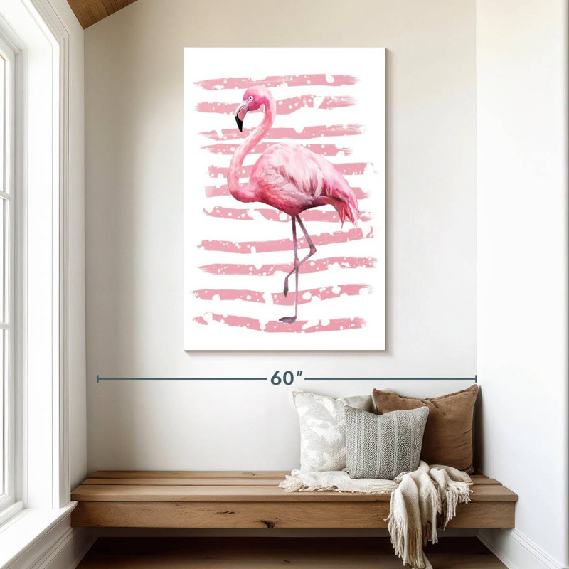 Flamant rose rayé, H 48 po x l 32 po