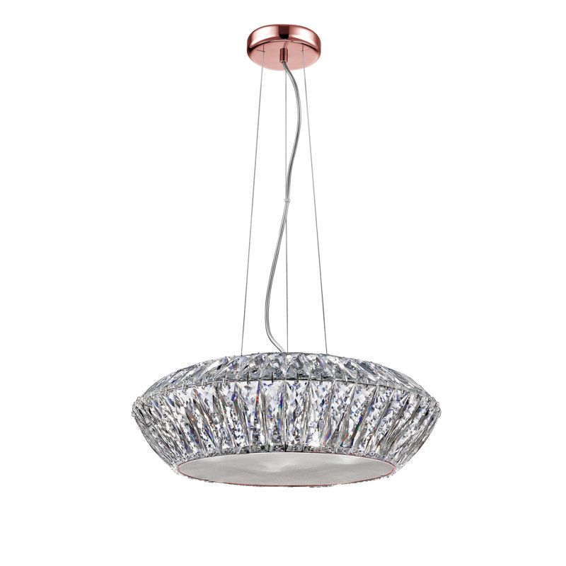 7 - Light LED Crystal Pendant, Rose Gold