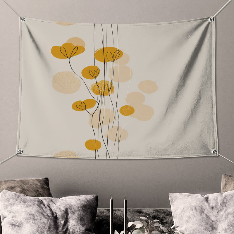 Tapisserie murale florale - Décoration murale abstraite, 68in H x80in W with 4 Grommets