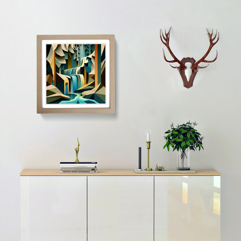 Waterfall Cubism - Framed Print, Oak
