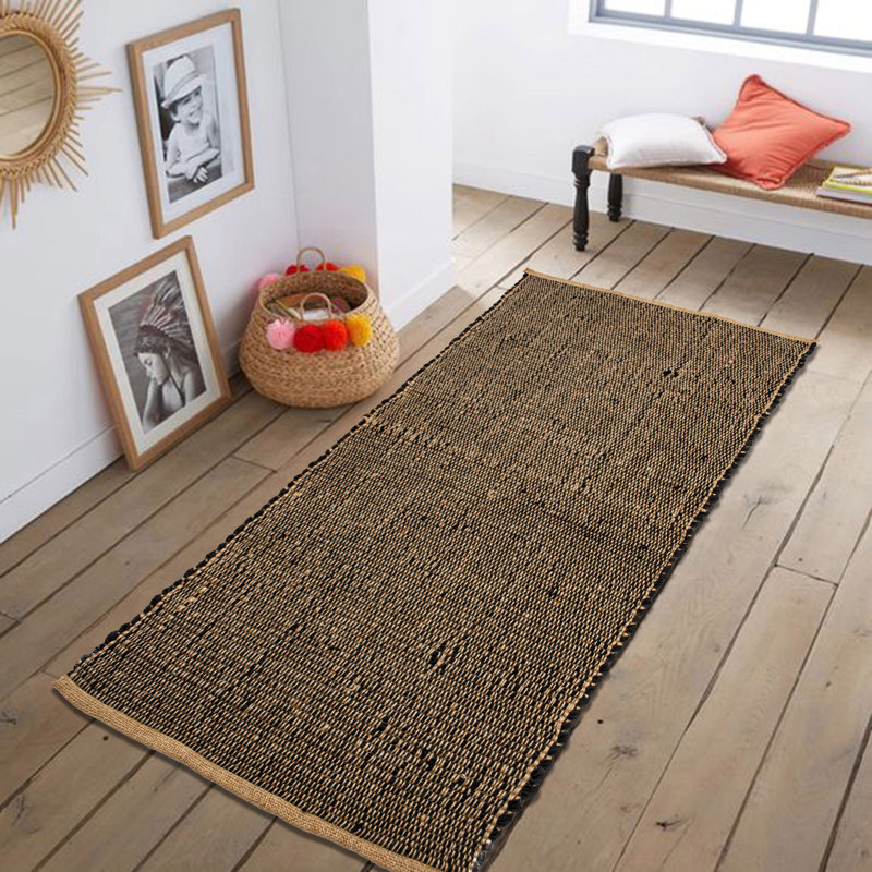 Nada noir avec jute, Tapis de couloir 2 pi x 5 pi