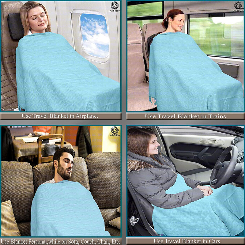 Hand Woven Throw Blanket, Blue