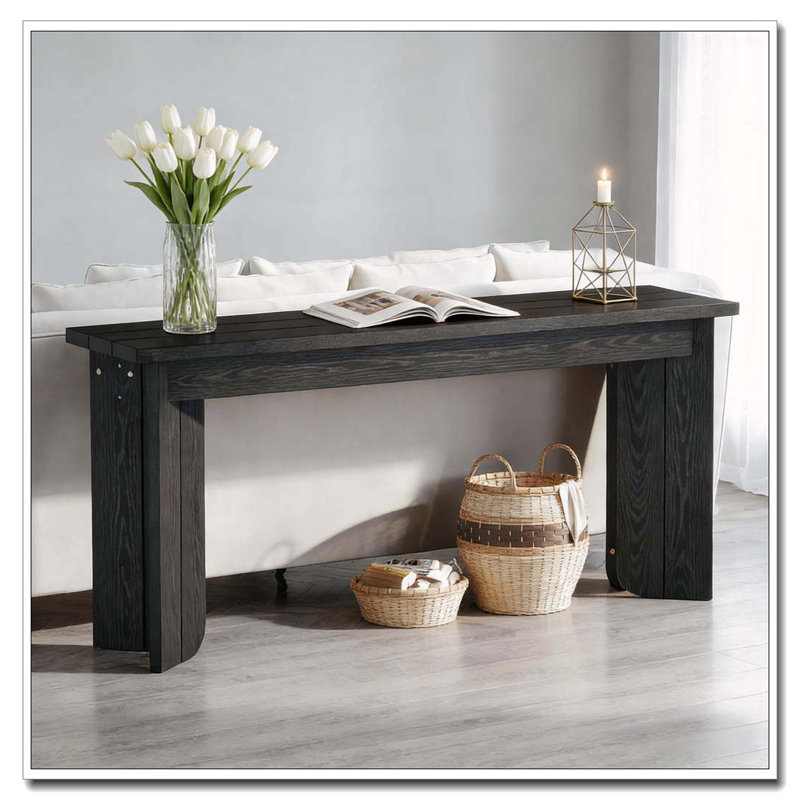 Console en bois avec base stable en forme de V