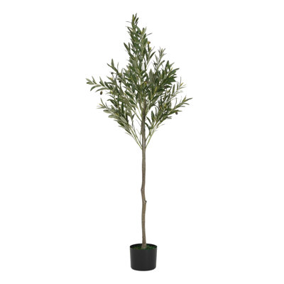 Arbre d'olivier artificiel avec conception pré-mise en pot, idéal pour apporter une ambiance tropicale et un décor facile à l'intérieur de votre maison