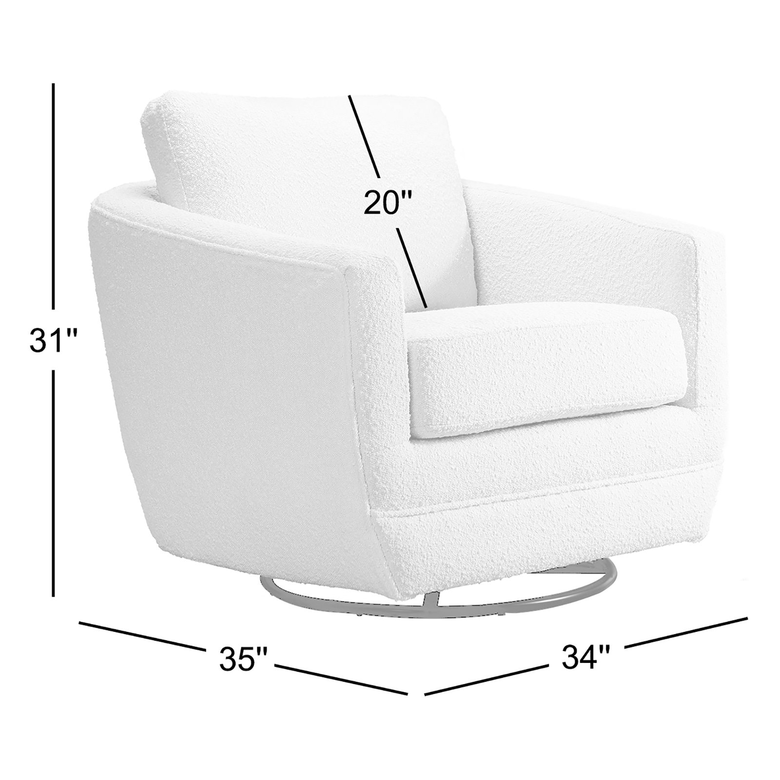 Gogh Linen Swivel Glider, Cream Boucle