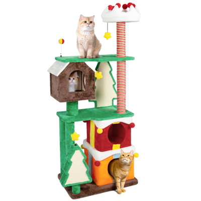 68.9" H Cat Tree for Christmas,  Multi-Level Cat Tower with Christmas Gift Stack Cat Condo and Scratching Post