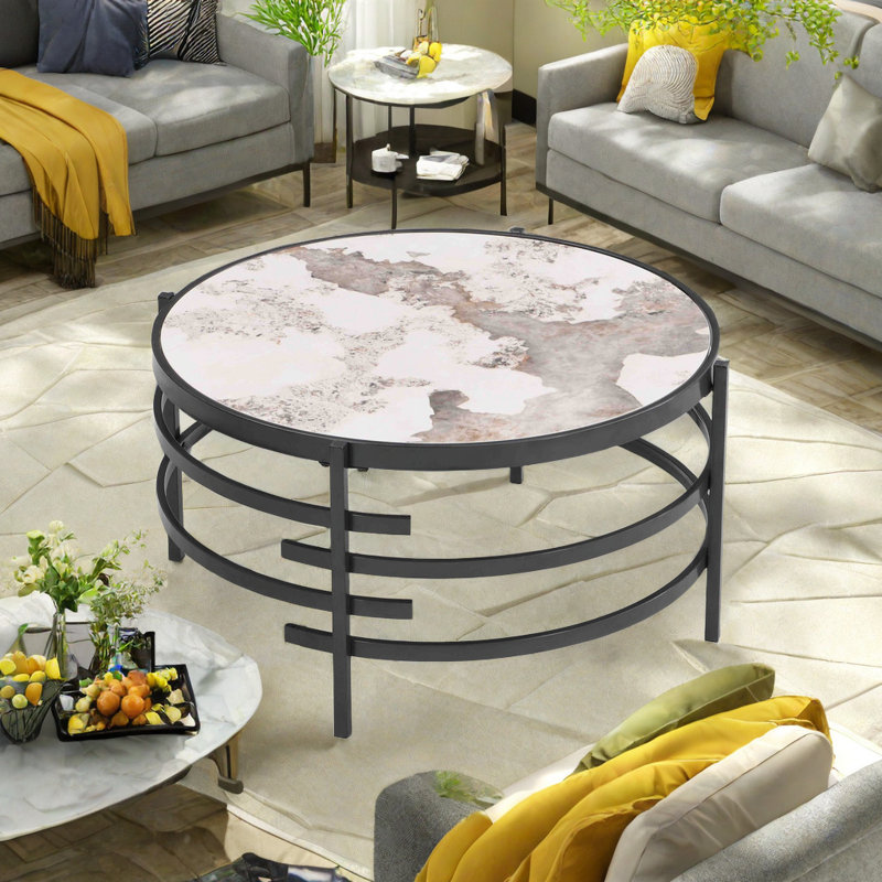 Iztok Stone Top Single Coffee Table, Gray