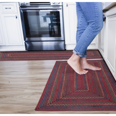 Jamestown Braided Jute Reversible Burgundy/Blue/Cream Rug