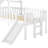 Twin Size House Loft Bed with Slide & Playhouse Design, Star-Moon LED Roof, Window & Safety Rails, No Box Spring Needed,White-925620106-925620107